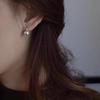 Bloggers Recomiendan Pendientes Únicos de Perlas Grises de Diseñador para Mujer, Populares Pendientes de Aro en Forma de C, Elegantes Accesorios para Orejas
