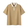 Comercio Exterior Amazon Europeo y Americano 240g Grueso Libra Estilo Preppy Contraste Media Cremallera Marca de Moda Cuello Camisero Manga Corta Camisa Polo en Stock