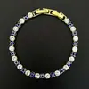 Estilo Hip-Hop Nuevo Europeo y Americano Ojo del Diablo Zirconia Pulsera con Goteo de Aceite Diamante Microincrustado Cadena de Tenis Vendedor Más Vendido en Amazon