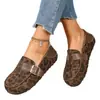 Comércio exterior transfronteiriço plus size outono 2026 novo mocassim feminino plano retrô de camurça com estampa de leopardo, de usar dos dois lados