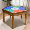 Mesa Sólida de Madera para Ajedrez y Cartas para Entretenimiento al Aire Libre, Mesa Pentagonales de Seis Esquinas Estilo Chino, Mesa con Patas de Perro para Jugar Cartas y Juegos