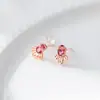 Brincos de Peixe Dourado com Turmalina em Prata de Lei S925 Nalan, Brincos de Design de Nicho Simples e Exquisitos Estilo Ins M08067