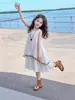 Novo Vestido Branco de Verão Sem Mangas para Meninas Estilo Étnico Bordado Vestido Princesa Moda Verão Tendência para Meninas