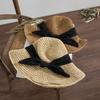 Sombrero de Paja de Crochet Hecho a Mano con Lazo de Ala Ancha para Mujer Verano Plegable para Viaje Sombrero Parasol para Vacaciones en la Costa Sombrero de Playa