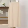 Saia de Tricô Macia e Pura Lã para Mulheres, Saia Lápis de Comprimento Médio para Outono e Inverno, Cintura Alta, Emagrecedora e que Molda o Quadril