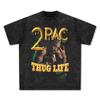 Figura BC 2Pac Pike Rapper Hip Hop Europeo y Americano High Street Camiseta de Manga Corta Impresa Retro para Hombre y Mujer