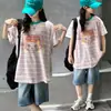 Camiseta Base Rayada para Niñas Verano 2026 Nuevo Estilo Coreano Algodón Holgado para Niños y Adolescentes Top de Moda