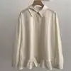 Camisa Estilo Novo Patchwork com Babados Dopamina Primavera 2026 Elegante Manga Longa Solta Redutora de Idade Top Boneca Feminino