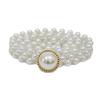 Nueva cadena de cintura elástica de perlas con incrustaciones de diamantes de imitación para mujer, moda versátil, lazo, perla, cinturón delgado, en stock