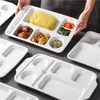 Prato para fast food espesso, prato de jantar imitação de porcelana, prato quadrado de plástico para fast food com seis compartimentos, louça de melamina, prato dividido, prato para refeição de cafeteria