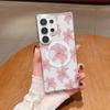 Funda Rosada con Flores Estilo Ins Adecuada para Samsung S25 Ultra Funda Magnética para Teléfono, S24 Funda Dura Anti-Caídas, S23+ Funda Protectora