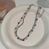Cadena para Clavícula de Serpiente Apilada Colorida para Mujer, Cadena de Moda de Lujo Ligero, Cadena de Celebridad de Internet