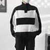 Suéter de cuello alto a rayas y bloques de color estilo coreano para hombre, corte holgado, otoño/invierno, chaqueta de punto versátil, moderna