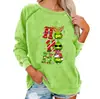 Sudadera con Estampado de Dibujos Animados Navideños y de Halloween Europeos y Americanos para Mujer, Top Casual de Cuello Redondo con Mangas Raglán