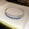 Pulsera Abierta Flor de Circonita Super Brillante, Moderna, Sencilla, Lujo Ligero, Pulsera de Alta Gama, Versátil para el Uso Diario, Joyería para Mujer