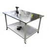 Banco de Trabajo Móvil para Soldadura de Acero Inoxidable de Alta Resistencia con Mesa de Operación con Ruedas Taller Carrito de Doble Capa Mesa Experimental de Madera Todo Acero Mesa