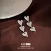 Brincos de Coração Cheios de Diamantes Prateados Estilo Coreano Luxo Acessível Brincos com Franjas Design Exclusivo em Formato de Coração para Mulheres