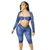 D9737 Moda Caliente Europea y Americana para Mujer Amazon Estampado de Leopardo Manga Larga Chal Transparente Traje de Tres Piezas
