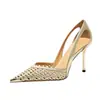 Elegantes Sandalias de Tacón de Aguja con Strass Huecos y Puntera Puntiaguda Estilo Francés para Mujer, Nuevos Zapatos de Tacón Alto con Puntera Puntiaguda Verano 2026