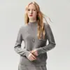 ¡Suave y amigable con la piel! Suéter 100% Cachemir para Mujer Otoño Invierno Cuello Medio Alto Tejido de Punto Puro Cachemir para Mujer Color Sólido Manga Larga Tejido de Punto