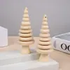 Artesanías de Árbol Pequeño de Madera Blanco Grabable para Graffiti Árbol de Navidad Adornos Juguetes Creativos de Tronco de Color para Niños