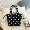Bolsa de mão clássica retrô com bolinhas em fundo de damasco leitoso, bolsa de ombro casual versátil estilo lady coreano ins