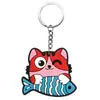 Chaveiro Criativo de Gatinho de Desenho Animado de Dragão Comendo Peixe de Borracha Macia PVC Chaveiro DIY Pequeno Acessório Pingente Transfronteiriço Em Estoque