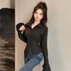 Camisa Blanca Spice Girls para Mujer Primavera y Otoño Nueva Sensación de Alta Gama Elegante Ajustada Cintura Ceñida Camisa de Manga Larga Cárdigan Chic Top