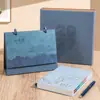 Calendário de Mesa Personalizado em Couro 2027, Ornamento de Mesa Estilo Chinês, Calendário do Ano do Carneiro para Check-in de Autodisciplina, Impressão de Logotipo Personalizado em Ouro