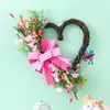Corona de Día de San Valentín Transfronteriza con Forma de Corazón Simple, Decoración Colgante para Puerta de Jardín Exterior, Corona Decorativa Tejida a Mano