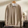 Suéter de Cachemira para Hombre 100 Cachemira Siete Agujas Grosor Aguja Yuanbao Suéter POLO de Dos Botones Suéter de Cachemira Tejido de Alta Calidad