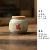 Glaseado de Caramelo Rojo Pedernal Cerámica Pintada a Mano Tarro de Té Tarro Sellado Tarro Pequeño de Almacenamiento Tarro de Almacenamiento para Té Pu'Er Rojo y Verde