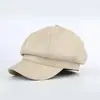 Boina xadrez com orelhas de gato fofas, novo estilo de primavera feminino, chapéu octogonal que afina o rosto, chapéu para cabeça grande, chapéu de pintor
