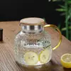 Jarra de Agua Fría de Vidrio de Borosilicato al por Mayor, Resistente a Llama Directa, Tetera Resistente a Altas Temperaturas, Tetera para Té de Frutas con Patrón de Espiga de Trigo, Personalizable