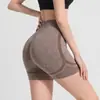 Shorts de yoga tres cuartos sin costuras, levanta glúteos, de cintura alta, control de abdomen, shorts de fitness de trasero de durazno, leggings deportivos para gimnasio para mujer