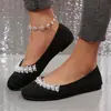 Zapatos Extranjeros de Talla Grande para Mujer 2026, Zapatos de Noche Franceses Suaves con Pedrería y Perlas, Zapatos Elegantes de Terciopelo para Primavera