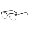 Nuevas Gafas Retro que Cambian de Color para Cejas para Hombres, Modernas de Media Montura con Lentes que Cambian de Color Antiluz Azul, Elegantes Gafas Planas Fotosensibles que Cambian de Color
