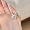 Design de Nicho Coração de Menina Edição Larga Anel de Borboleta com Fio Anel Aberto Estilo Doce Fofo Feminino Dedo Indicador Laço