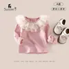 Camiseta Térmica de Otoño 2026 para Niñas, Suéter para Bebé, Ropa para Bebés y Niños Pequeños, Camiseta de Manga Larga con Cuello de Encaje de Princesa