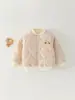 Chaqueta Corta Ligera de Algodón para Niños y Niñas con Forro de Felpa, Abrigo Acolchado de Algodón Bordado de Color Sólido para Invierno para Bebés y Niños