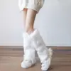 Cubiertas de Calcetines Peludas Estilo Europeo y Americano para Mujer, Calentadores de Piernas de Piel Sintética de Otoño, Calcetines de Media Pantorrilla, Cubiertas para Botas Largas de Pelo Subcultura