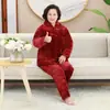 Pijama de invierno para abuela de mediana edad y anciana, talla grande, acolchado de tres capas engrosado, terciopelo de visón engrosado, ropa de casa para el Día de la Madre
