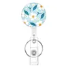 Porta-Crachá Retrátil de Puxar Fácil para Escritório, Identificação Médica, Design de Flores, Crachá Retrátil de Estudante, Design de Folha Nova