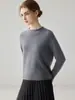 Suéter 100% Caxemira Pura Feminino Outono Inverno Novo Estilo Bainha Dobrada Gola Redonda Pulôver Ombro Normal Amigo da Pele Costurado Macio Camada Base Top