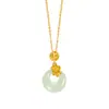 Collar Colgante de Paz de Jade Hotan Serie Diosas de las Doce Flores Plata de Ley S925 Colgante de Jade Incrustado Estilo Chino Nuevo Cadena para Clavícula