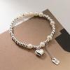 Nalan Plata Esterlina S925 Retro Cuentas de Luz Pulsera de Perlas de Corazón Elegante Nicho Exquisita Joyería de Mano para Mujer S5848