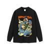 Camiseta de Manga Corta de Algodón Puro Lavado Pesado Vintage con Estampado de Anime Japonés Vintage para Hombre