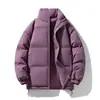 Estilo popular transfronterizo cuello alto color liso algodón chaqueta unisex invierno chaqueta pan talla grande engrosada cálida holgada top moda