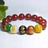 2026 Pulseira de Ágata com Contas da Fortuna dos Cinco Deuses da Riqueza para Homens e Mulheres, Pulseira de Ágata do Ano do Zodíaco dos Cinco Deuses da Riqueza, Jade para Transmissão ao Vivo