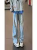 Jeans vintage desgastados lavados de alta calle americana para hombre, pantalones holgados rectos casuales versátiles de largo completo ropa para hombre